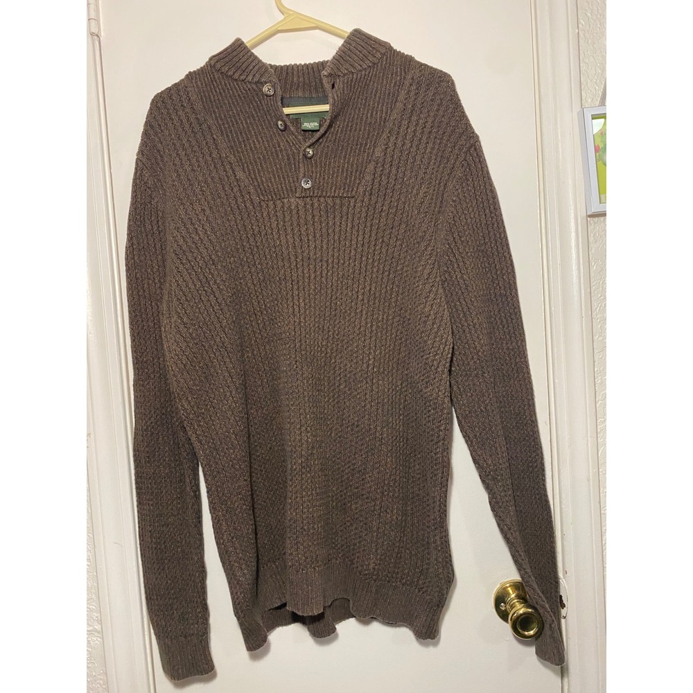 Eddie Bauer Tall Mens Brown Cotton large tall fisherman Knit‎ Sweater